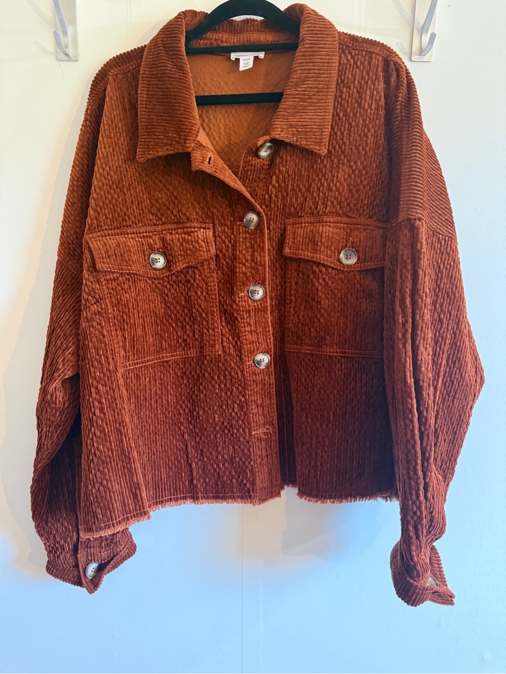 Tribal Jeans Rust Corduroy Shacket Oversized Button Front Jacket XL Women’s